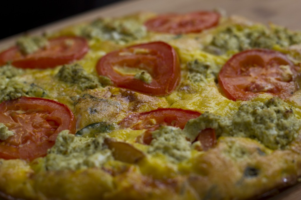 Tomato and Pesto Goat Cheese Frittata